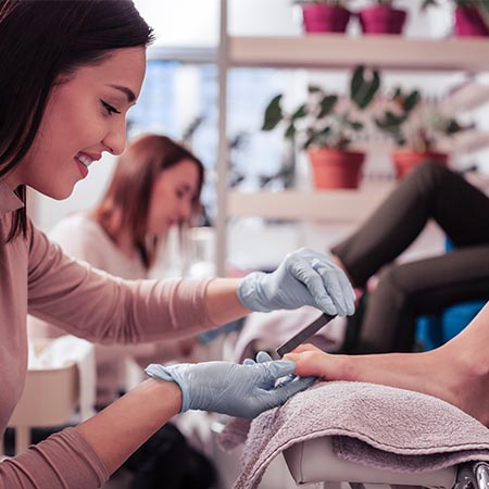 Apprentices learning pedicure